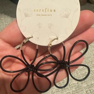 Anthropologie Serefina Black Flower Earrings